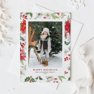 Weihnachts-Blume-Muster Foto Feiertagspostkarte