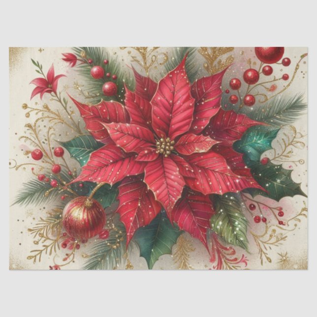 Weihnachts-Blume Red Poinsettia Tissue Paper Seidenpapier (Vorderseite)