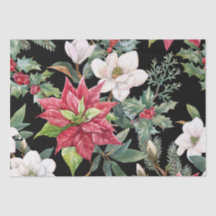 Weihnachts-Blume Red White Poinsettias Black