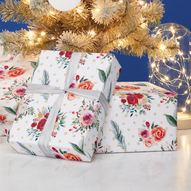 Weihnachts-Blume und Evergreens-Muster Geschenkpapier (Feiertage)