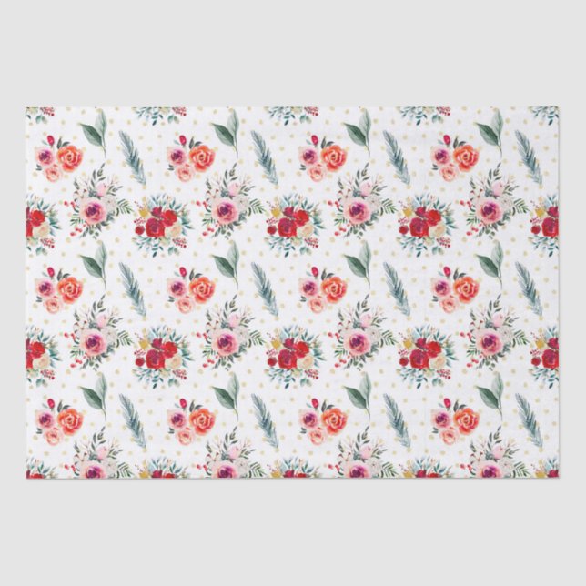 Weihnachts-Blume und Evergreens-Muster Seidenpapier (Vorderseite)