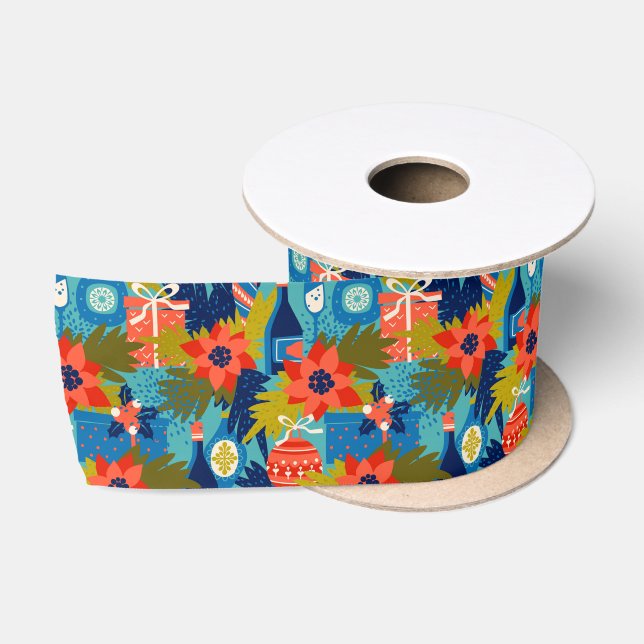 Weihnachts-Blume und -Symbole Satinband (Spule)