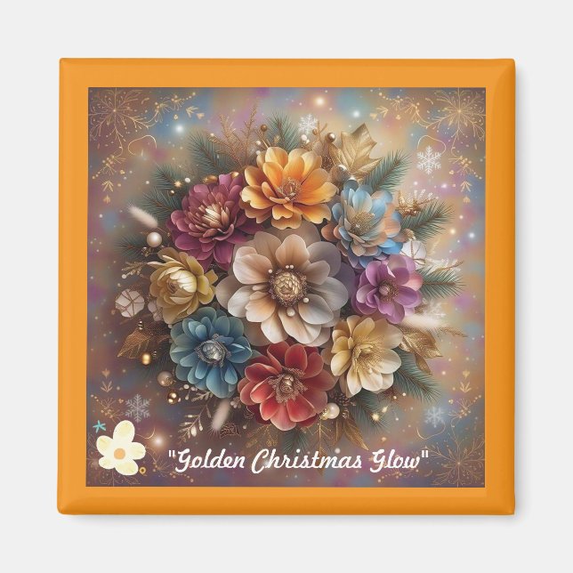 "Weihnachts-Blumenfantasy" Magnet (Vorne)