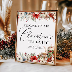 Weihnachts-Blumenkost Party Willkommen Poster