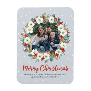 Weihnachts-Blumenkranz Magnet