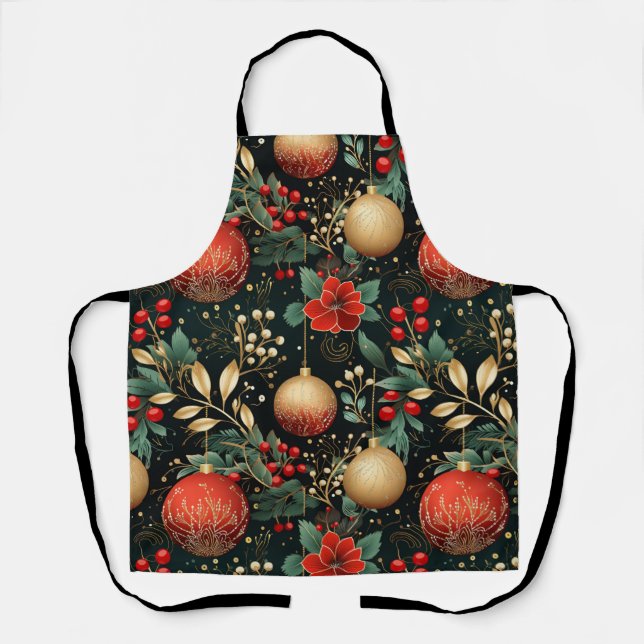 Weihnachts-Blumenmuster mit Dekoration Schürze (Vorderseite)