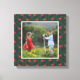 Weihnachts-Blumenrahmen | Benutzerdefiniertes Foto Leinwanddruck