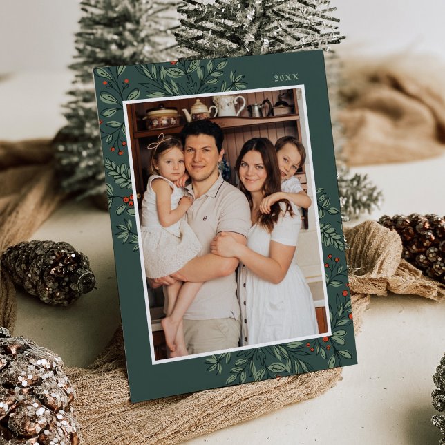 Weihnachts-Blumenrahmen-Foto Einladung (Von Creator hochgeladen)