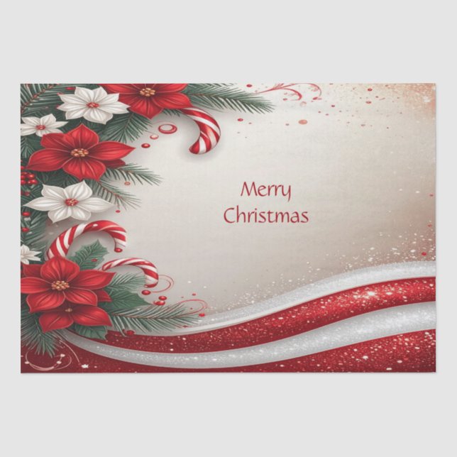 Weihnachts-Blumenstrauß-Canes Holiday Tissue Seidenpapier (Vorderseite)