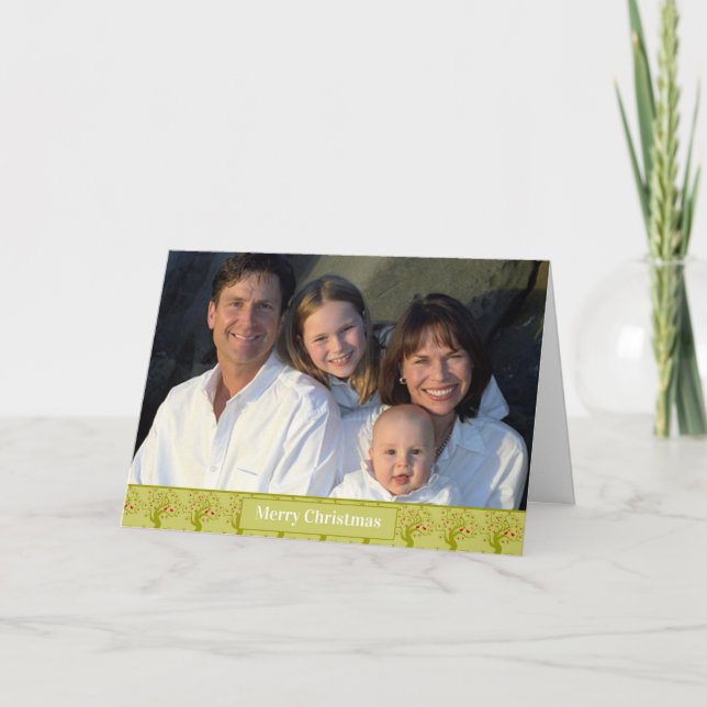 Weihnachts-Blumenvogel-Weihnachtskarte Feiertagskarte (Vorderseite)