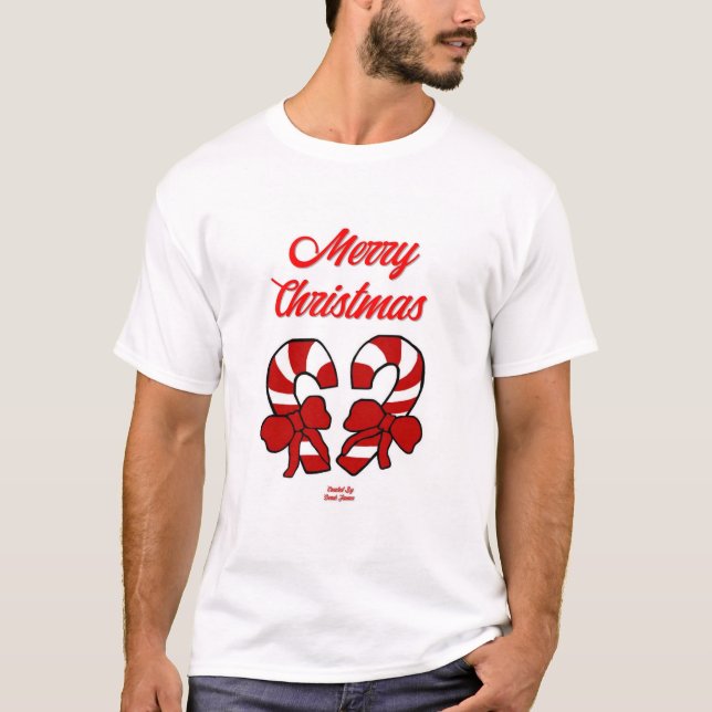 Weihnachts-Bonbons Weiß-Basic-T-Shirt T-Shirt (Vorderseite)