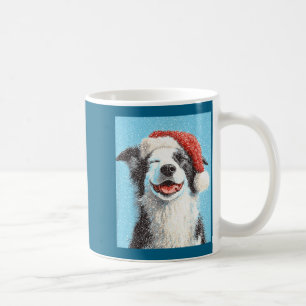 Weihnachts Border Collie Hellblau Kaffeetasse