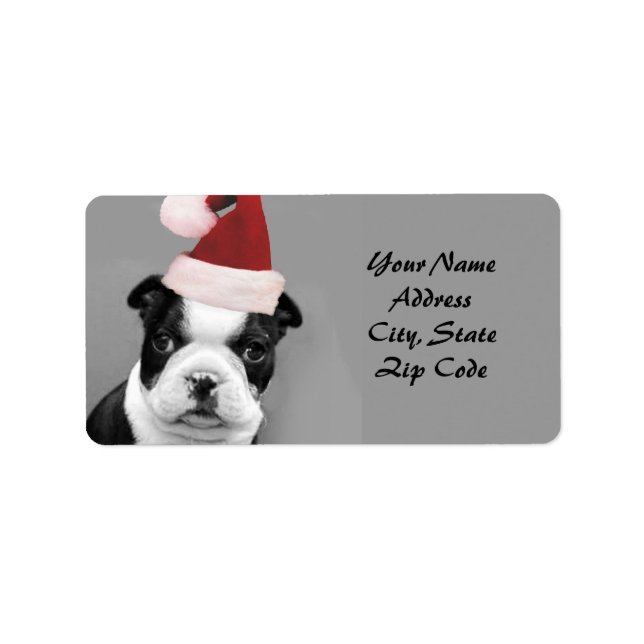 Weihnachts-Boston-Terrier-Adressetiketten Adressaufkleber (Vorne)
