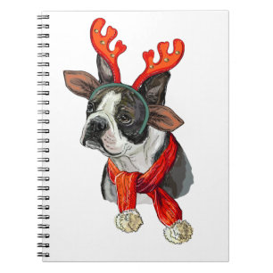 Weihnachts Boston Terrier Hund Notizblock