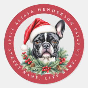 Weihnachts-Boston-Terrier-Rundaufkleber Runder Aufkleber