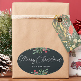 Weihnachts-Botanicals-Weihnachtsgeschenk Ovaler Aufkleber