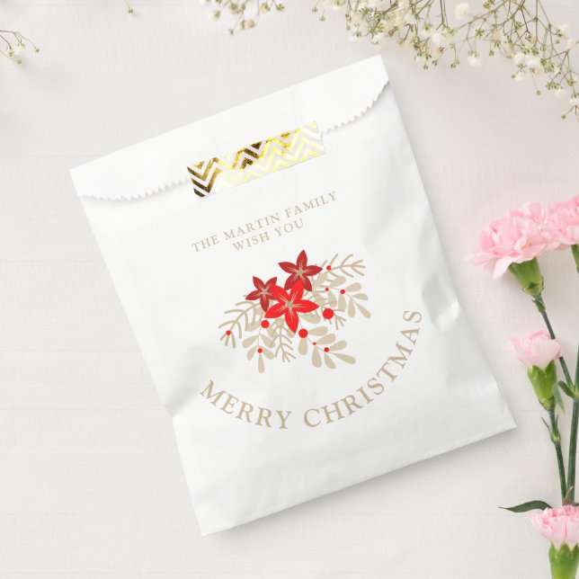 Weihnachts-Botanische Holly-Zweige und Poinsettias Geschenktütchen (Versiegelt)
