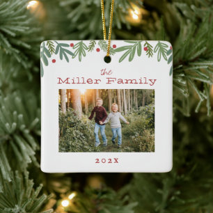 Weihnachts-Botanische Weihnachtskarte Keramik Keramikornament