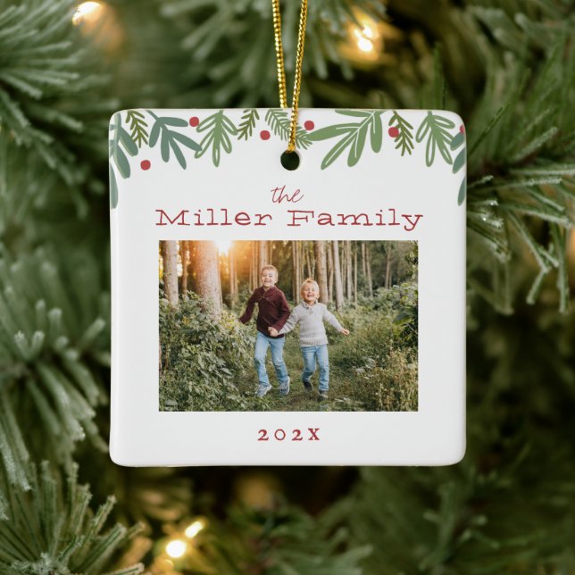 Weihnachts-Botanische Weihnachtskarte Keramik Keramikornament (Baum)