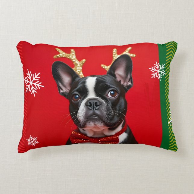 Weihnachts-BOULEDOGUE-Kissen Dekokissen (Vorderseite)