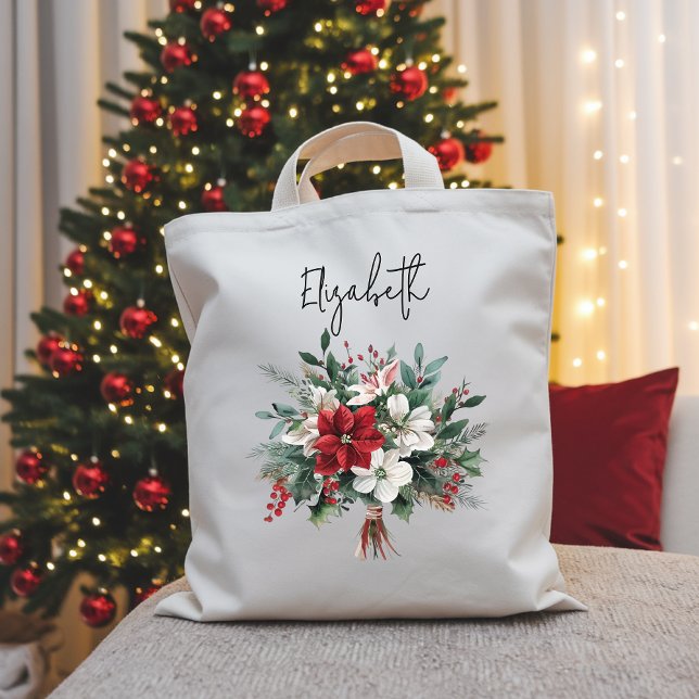 Weihnachts Bouquet Blumenbeutel für Frauen oder Ar Tragetasche (Christmas bouquet tote bag, Christmas floral tote for Women, bulk Christmas gift idea for coworker,)