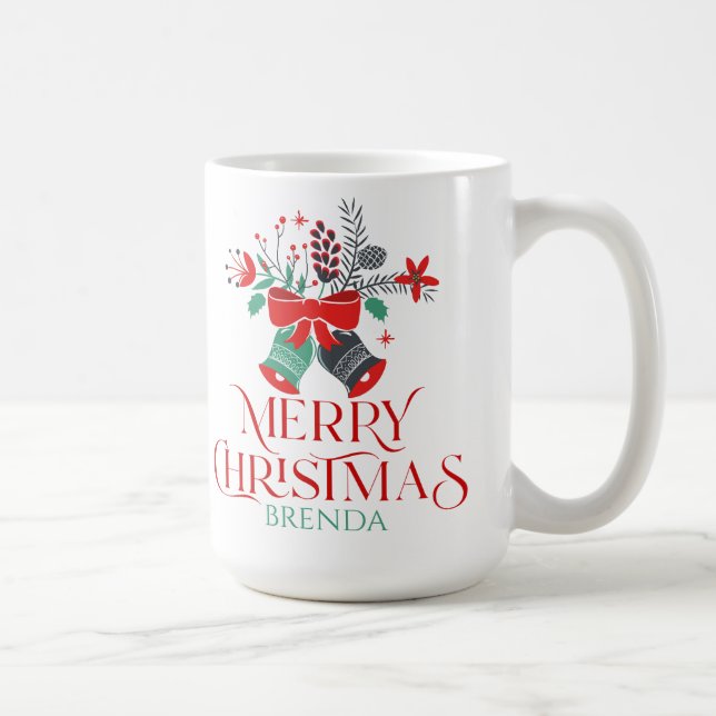 Weihnachts-Bouquet-Typografie und Monogramm Kaffeetasse (Rechts)