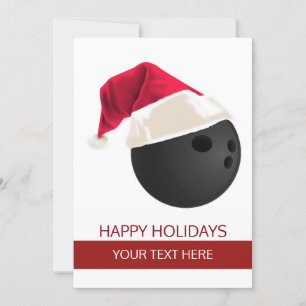 Weihnachts Bowling Ball Weihnachtsmannmütze Grußka Feiertagskarte
