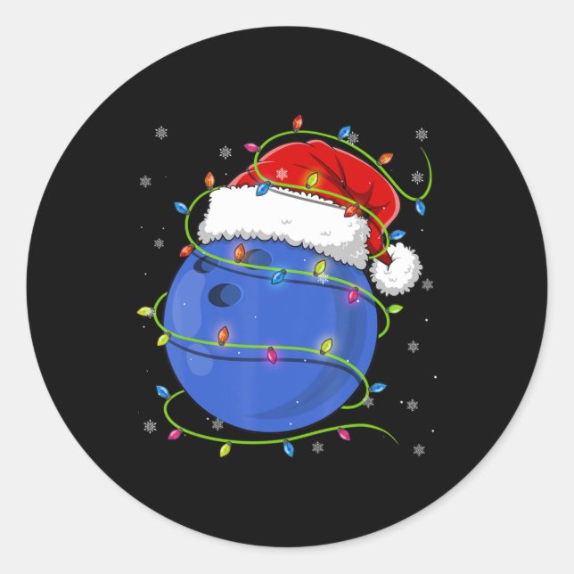 Weihnachts-Bowling Ball Weihnachtsmannmütze Matchi Runder Aufkleber (Vorderseite)