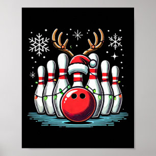 Weihnachts Bowling Buttone Reindeer Xmas Bowler Me Poster