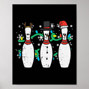 Weihnachts-Bowling Funny Xmas Sports Bowler Men Wi Poster