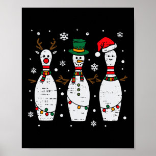Weihnachts-Bowling Hat Santa Bowler Xmas Sport Män Poster