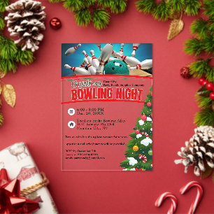 Weihnachts Bowling Night Decorated Tree Party Acryleinladungen