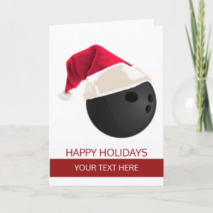 Weihnachts-Bowlingkugel-Santa-Hut-Grußkarten Feiertagskarte