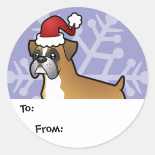 Weihnachts-Boxer-Geschenketiketten Runder Aufkleber