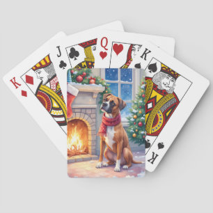 Weihnachts-Boxer-Kamin Kunst Spielkarten