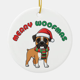 Weihnachts-Boxer-Ornament: Frohe Weihnachten Keramik Ornament