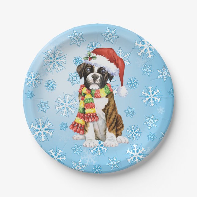 Weihnachts-Boxer-Papierplatte Pappteller (Vorderseite)