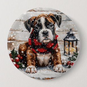 Weihnachts-Boxer-Welpe Button