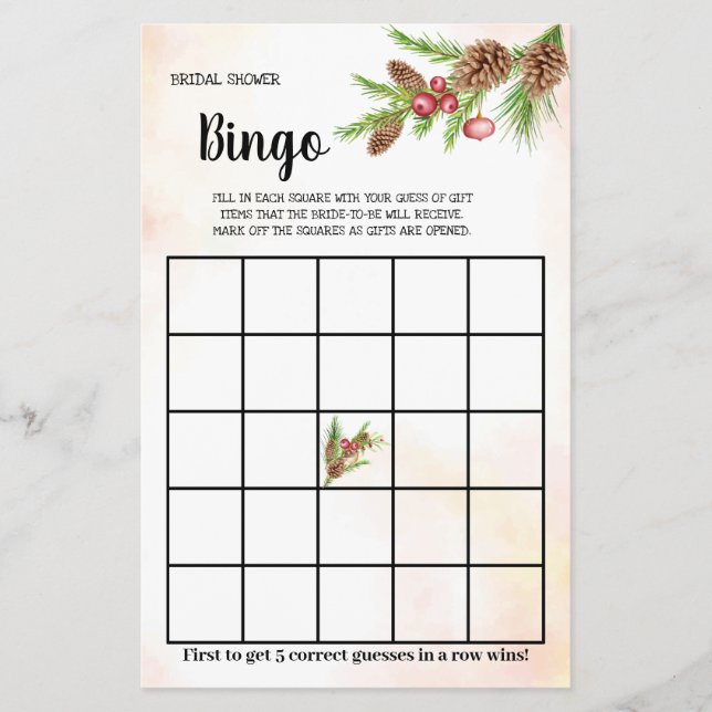 Weihnachts Brautparty Bingo Game Card Flyer (Vorne)
