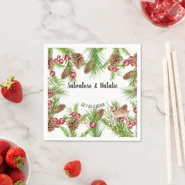Weihnachts-Brautparty Hochzeit Empfang Serviette (Beispiel)