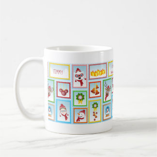 Weihnachts-Briefmarke-Sammlung Personalisierbarer Kaffeetasse