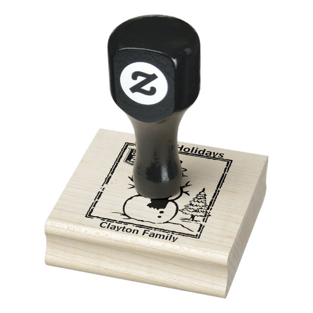 Weihnachts-Briefmarke Snowman. bearbeitbar Gummistempel (Stempel)