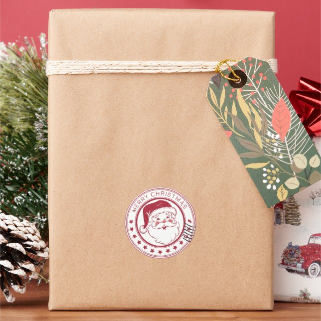Weihnachts-Briefmarke Spaß Niedlich Santa Baby Runder Aufkleber (Feiertag)