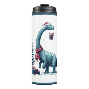 Weihnachts Brontosaurus Dinosaurier Thermosbecher