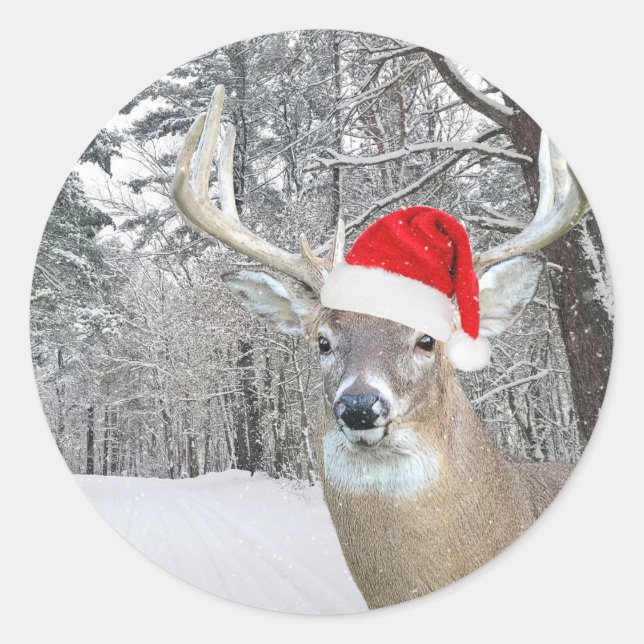 Weihnachts-Buckel in Schneeflocken Runder Aufkleber (Vorderseite)