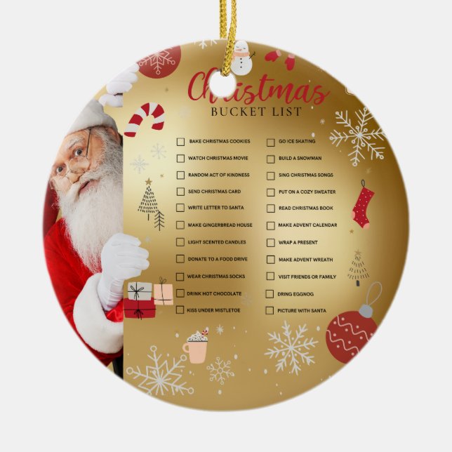 Weihnachts-Bucketliste Red Gold Ornament (Vorne)