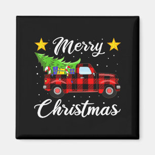 Weihnachts-Büffelkariert-Pullover, roter Lastwagen Magnet