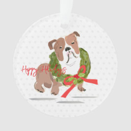 Weihnachts Bulldog Happy Holidays Jahr Holly Hund Ornament