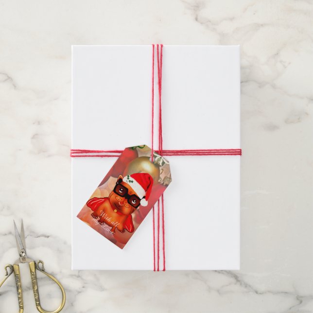 Weihnachts-Bulldog und Schneeflocken Geschenkanhänger (Mit Garn)