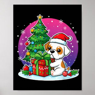 Weihnachts-Bulldogge-Santa-Hut Xmas-Bulldogge-Lieb Poster